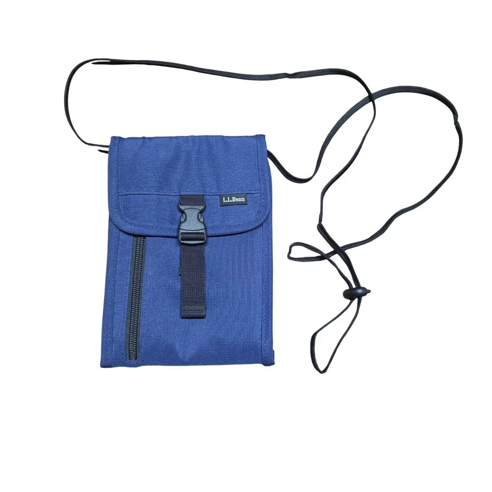 Navy Blue L.L. Bean Passport Travel Organizer Neck Pouch Wallet